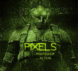 极品PS动作－科幻像素(含高清视频教程)：Pixels Photoshop Action
